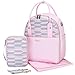 mommore Fully Opened Baby Diaper Bag Pink Travel Backpack with Portable Insulated Bag for Pregnant Wife