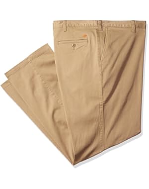 Men's Big and Tall Washed Khaki Flat Front Pant
