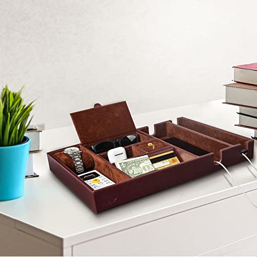 iLaik Valet Tray for Men, Nightstand Organizer EDC Tray, Dresser Top
