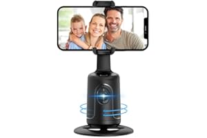 WOVTE Auto Face Tracking Tripod, Auto Face Tracking Tripod 360 Rotation with Stand, Rotation Phone Holder for iPhone, No App Required, Gesture Control, Suitable for Vlog Tiktok YouTube