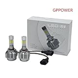 GPPOWER 2PCS HB3 9005 H10 COB 4 Side led Headlights bulbs Replacement Lights Halogen & HID All-In-One 8-32V 6000K White 80w 9600LM Warranty 1year