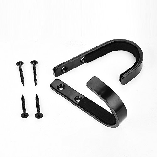 Gun Rack Shotgun Hooks Rifle Hangers Archery Bow Felt Lined Wall Mount Storage (A-Black) - Thumbnail 3