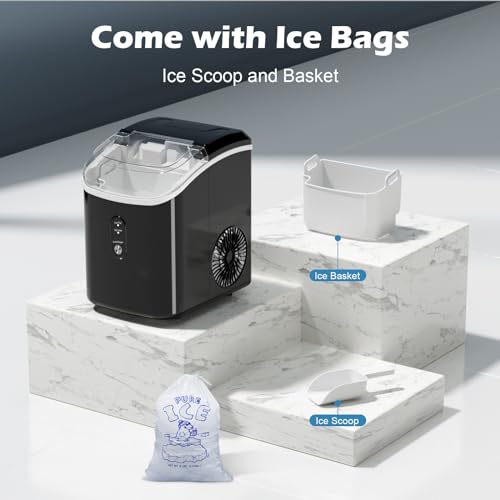 Nugget Ice Maker Countertop, Portable Crushed Sonic Ice Machine, Self