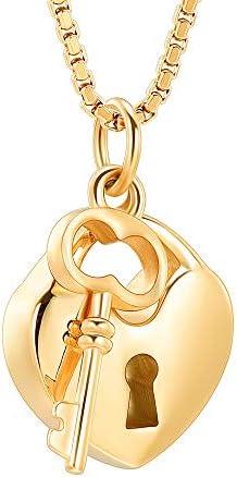 mingkejw Cremation Jewelry Urn Necklaces for Ashes Stainless Steel Key with My Heart Urn Pendant Memorial Ash Holder Keepsake Necklace