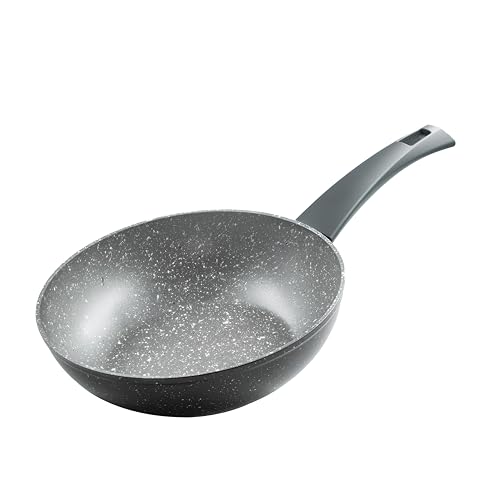 Zanetti - Durapietra Induction Wok-Pfanne 20 cm, Wok-Pfanne, antihaftbeschichtet, auch für Induktion, Durchmesser 20 cm, Farbe Grau