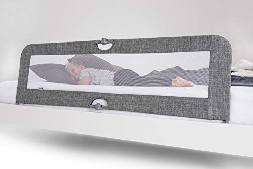 Hauck Sleep N Safe Plus XL Bed Guard for Toddler, 150 x 50 x 44 cm, Foldable Bed Rail for Travel 77 x 6 x 45 cm, Grey