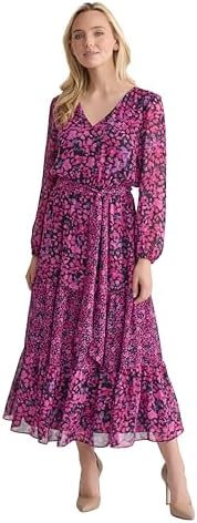 kasper maxi dresses Kasper Women's Soft V-Neck Tiered Midi Dress - Gold