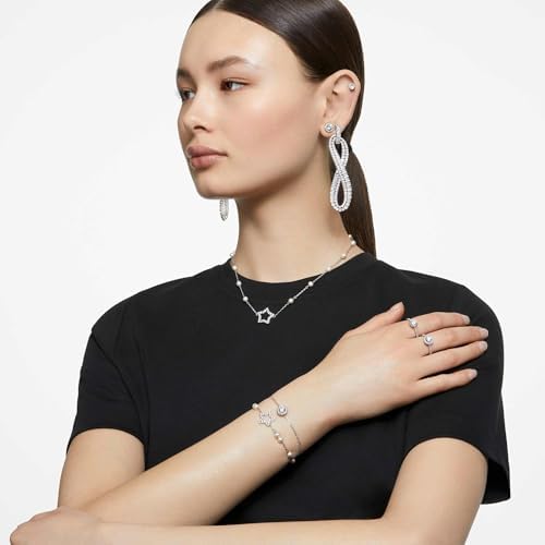 Stilla Cocktailring, Rhodinierter Damenring mit Strahlenden Swarovski Kristallen