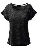 Doublju Women Roll-up Short Sleeve Unique Versatile Top