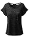 Doublju Women Roll-up Short Sleeve Unique Versatile Top
