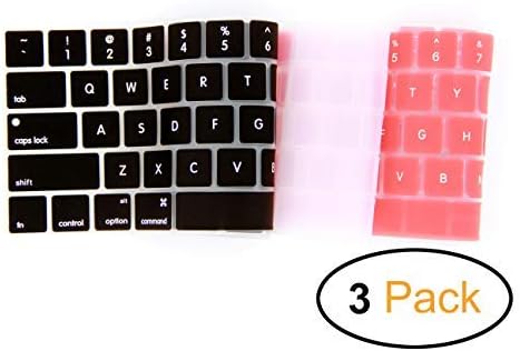 Keyboard Skin Compatible MacBook Pro 13 Inch（Model: A1706/1707 Replacement Macbok Keyboard Cover Models Latest Version applies to MacBook Pro 13 ''15 '' Touchbar(Black/Red/Transparent) 3Pack