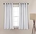 MYSKY HOME White Curtains for Living Room Black Out Curtains for Bedroom 63 Inch Long Curtains Grommet Window Curtains Room Darkening Thermal Insulated 1 Panel Curtains, 52 x 63 Inch, Greyish White