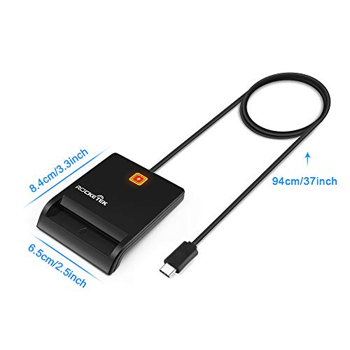 Type C Smart Card Reader, Rocketek DOD Military USB-C Common Access CAC Memory Card Reader Compatible with Windows XP/Vista/ 7/8/10, Mac OS X | RT-CSCR1 - Thumbnail 4
