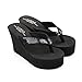 Summerwhisper Women's Glitter Sequined Platform Thing Sandals Antiskid Wedge Heel Sandy Flip Flops Black 7.5 B(M) US