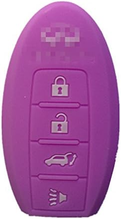 Replacement Fits Infiniti EX35 FX50 G37 M45 QX56 Skin Jacket Silicone Remote Key Fob Cover Bag Holder 4 Buttons Purple