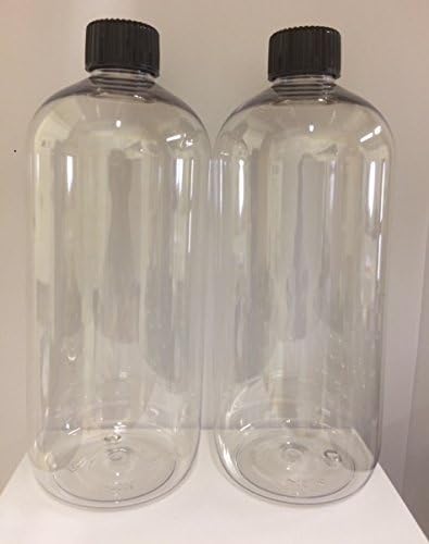 Aromabar 2 X 500ML Clear PET Plastic Bottles Black Lids, 500 ml