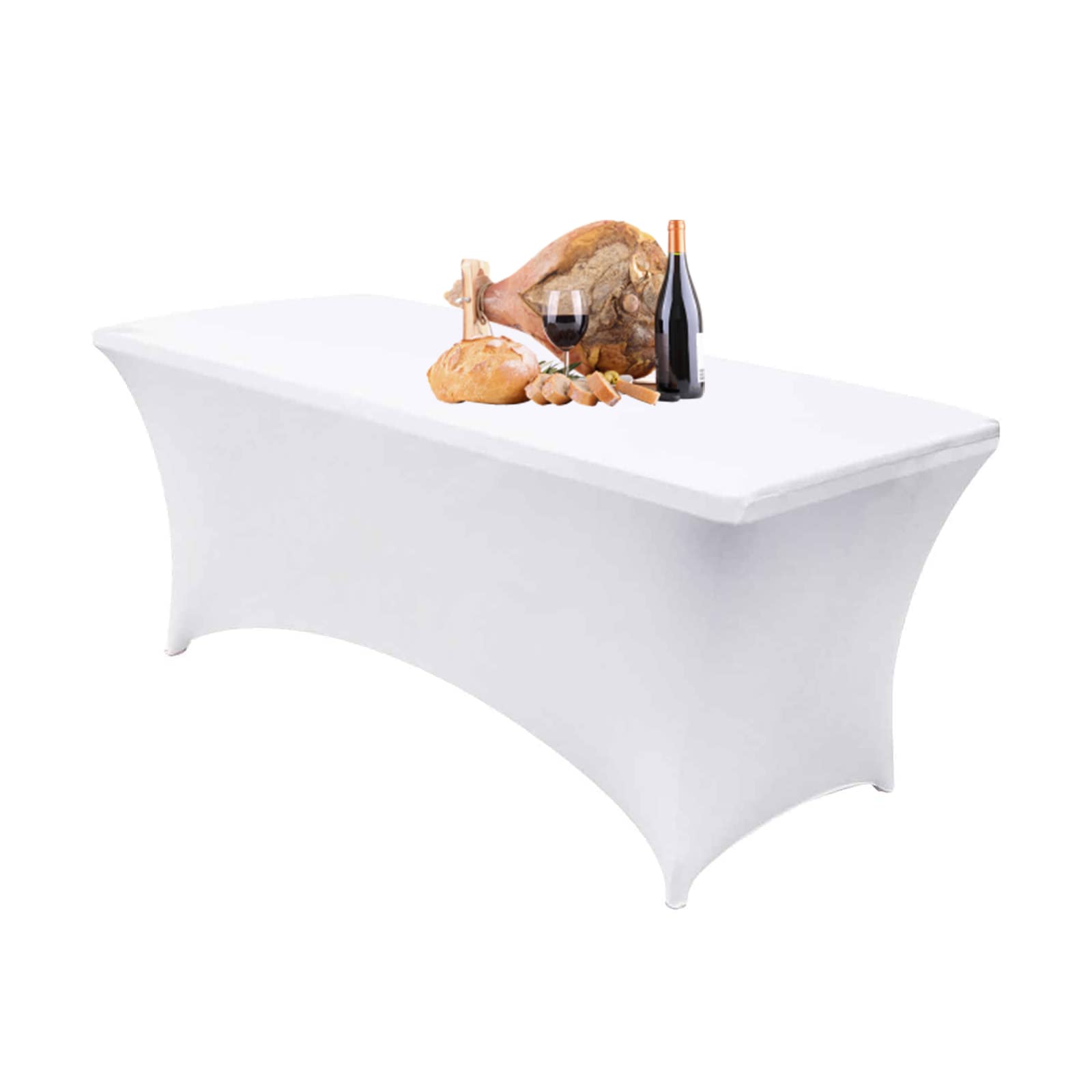 Dololoo Stretchable Tablecloths 6ft for Rectangle Tables, Fitted Spandex Rectangular Patio Table Covers, Market Stall Table Cover, Wedding, Party, Kitchen, Beauty Event Decoration-White