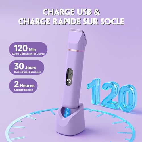 Women's Intimate Trimmer, Women's 3-in-1 Electric Shaver, Pain Free Shaver, Waterproof Face and Body Hair Removal with LCD Screen for Legs, Armpits, Armpits