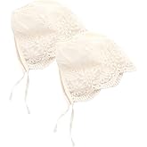 Eyelet Lace Christening Bonnet Silk Hair Bonnet Baby 2pcs Baby Lace Hat for Newborn Summer Hat Beige Thin Section Girl Colonial Hat