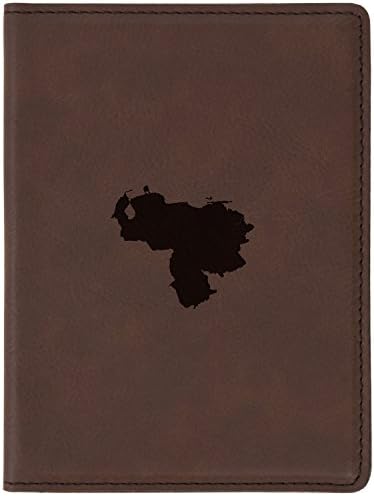 Venezuela Brown Leather Passport Holder - Laser Etched Design - 4 X 5.5” Engraved Passport Holder For Women And Men