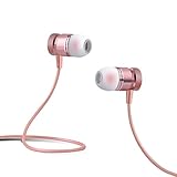 Earbuds,E&jing Earphones In Ear Wired Headphones 3.5mm Jack Stereo Noise Cancelling Headphones with In-line Mic and Remote Control(Rose Gold)