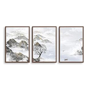 Framed Zen Home Artwork for Living Room Bedroom x3 Panels