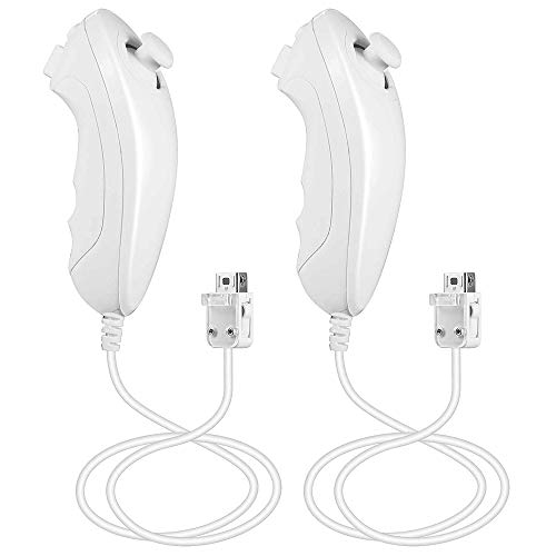 Wii Nunchuck Controller, 2 Pack Nunchuck Joystick Gamepad Controller for Wii,Wii U Console (White)