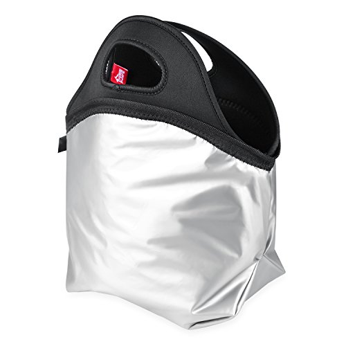 Waterproof Lunch Bag Double Layer Leakproof Neoprene Insulated Lunch Tote Black Reusable thermal lunch cooler tote for Men Women Boys Adult Kids