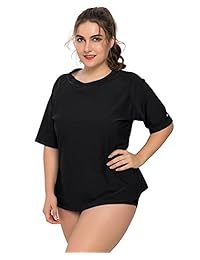 Attraco PLUS-SIZE Rashguard Bañador UPF 50 + Rash Guard playera de natación tops