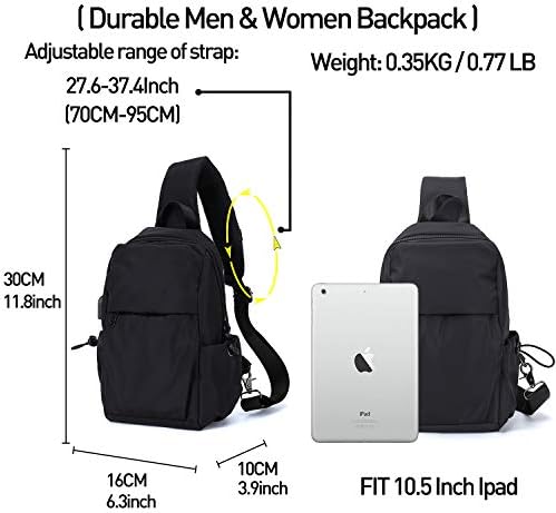 Small Black Sling Crossbody Backpack Shoulder Bag for Men Women, Lightweight One Strap Backpack Sling Bag Backpack for Hiking Walking Biking Travel Cycling USB Charger Port-Nylon 5 Small Black Sling Crossbody Backpack Shoulder Bag for Men Women, Lightweight One Strap Backpack Sling Bag Backpack for Hiking Walking Biking Travel Cycling USB Charger Port-Nylon