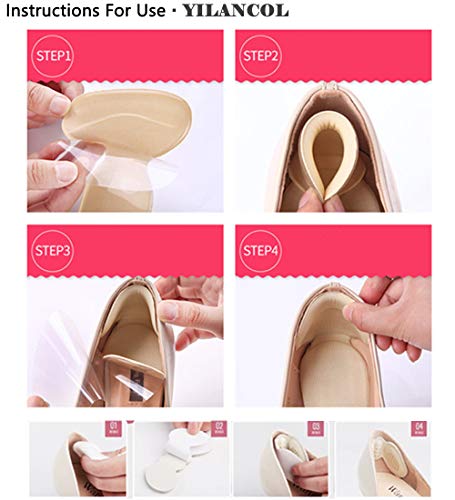 Silica Gel & Fabric Heel Cushion Inserts -Heel Grips & Shoe Inserts for Men's and Women's Loose Shoes, Shoe Pads for Shoes Too Big, Blister Prevention,Non Slip Back of Heel Liners, 4 Pairs (Khaki)