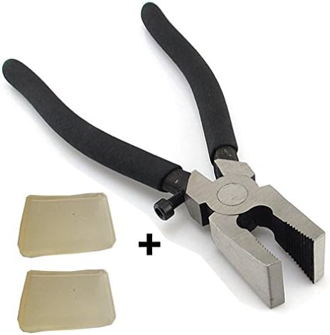 Glass Running Pliers - Heavy Duty Metal Glass Cutting Nipping Running Pliers with Flat & Curved Jaws, Studio Running Pliers