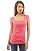 PattyBoutik Women Scoop Neck Ruched Tank Top (Coral X-Small)