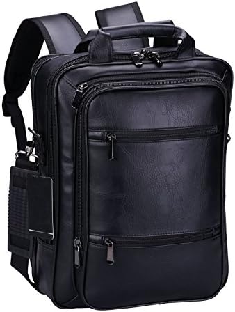 Pro Laptop Leather Backpack Multi-Purpose Rucksack Briefcase Messenger Shoulder Bag Fits Up To 17inch for College School Students Business