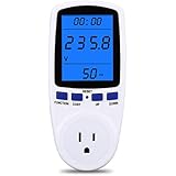 Upgraded Night Vision Power Meter Plug, Power Consumption Monitor Energy Voltage Amps Electricity Usage Monitor Digital LCD Display, Overload Protection, 7 Display Modes for Energy Saving, Watt Meter