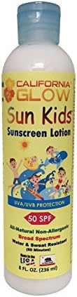 California Glow, Sun Kids, All Natural Non-Allergenic Broad Spectrum Sun Care Sunscreen Lotion - SPF 50, 8 Ounce.