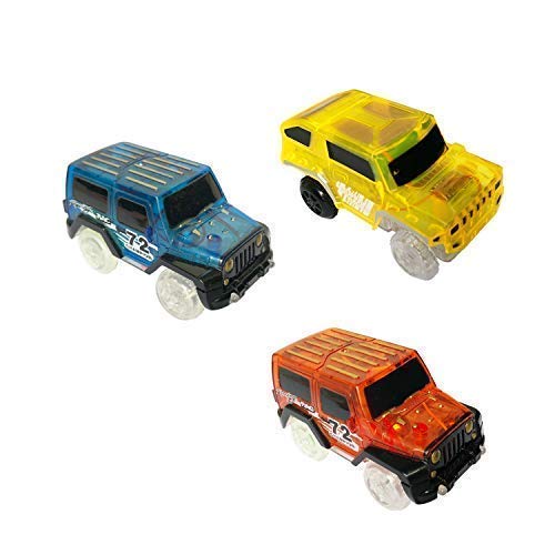 image for NingZhong Replacement Race Track Car with 3 LED Lights Glow in The Dar