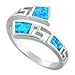 SILVERCLOSEOUT Sterling Silver Wrap Around Blue Opal Greek Key Ring (Size 4-10)