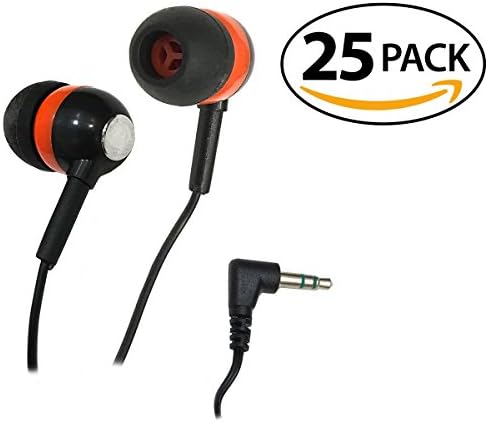 SmithOutlet 25 Pack Orange/Black/Chrome Bulk Earbuds Silicone Tip Headphones