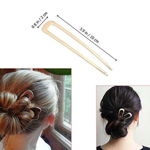 Luckycivia 4 Pcs U-Shape Hairpins, Simple Metal U Shaped Hair Pin, Vintage Hair Stick, Hairstyle Chignon for Women Girls