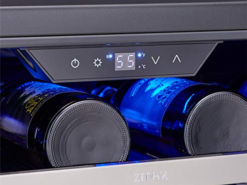 Zephyr-PRW15C01BG-Presrv-15-Inch-Single-Zone-Wine-Cooler-with-Glass-Door-34-cuft-Built-In-and-Freestanding-Wine-Fridge-Compact-Bar-Fridge-Reversible-Door-Upgraded