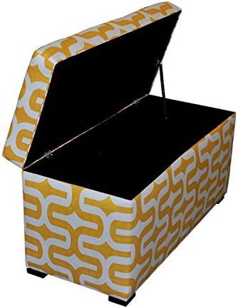 Sole Designs Angela Collection Bedroom Entryway Storage Trunk, 8 Button Tufted Lift Top Chest, Emrace Series in Yellow Upholstered Finish