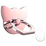 Phone Ring, PZOZ 360 Degree Rotatio Full Metal Universal Ring Grip/Stand Holder for Any Smartphones and Device with Base Mounts(Metal Rose Gold Cat)