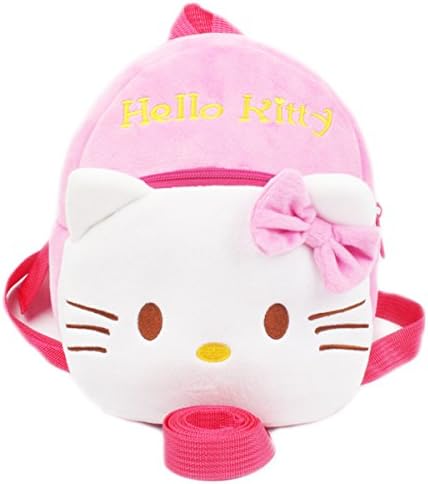 Angelry 2-in-1 Toddler Walking Safety Harness Backpack Baby Cute Cartoon Plush Bag with Anti-lost Leash for 1-3 Years Old Kids (Hello Kitty)