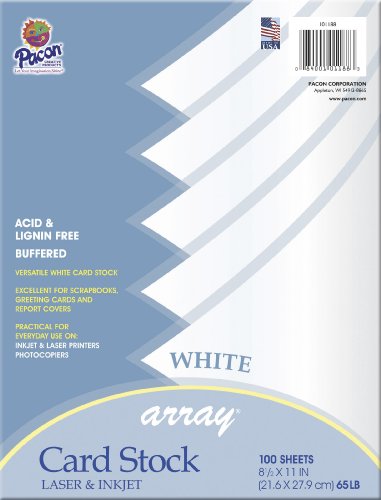 Pacon Card Stock, 8 1/2-inches by 11-inches, White, 100 Sheets (101188) 