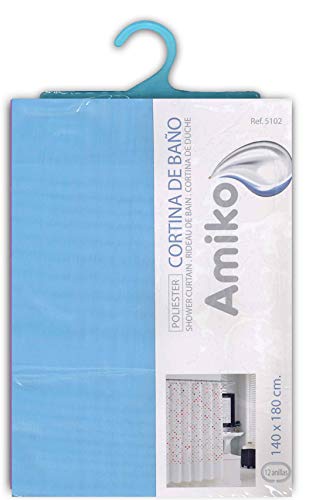 Amiko Polyester Shower Curtain 140 x 180 cm Light Blue