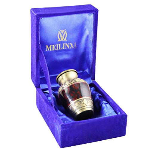 Keepsake Urns for Human Ashes Small Boxes, Mini Funeral Cremation Urns Adult - Fits a Small Amount of Cremated Remains - Burial at Home or Office Decor ( Tranquility Brown, Hand Engraved Brass
