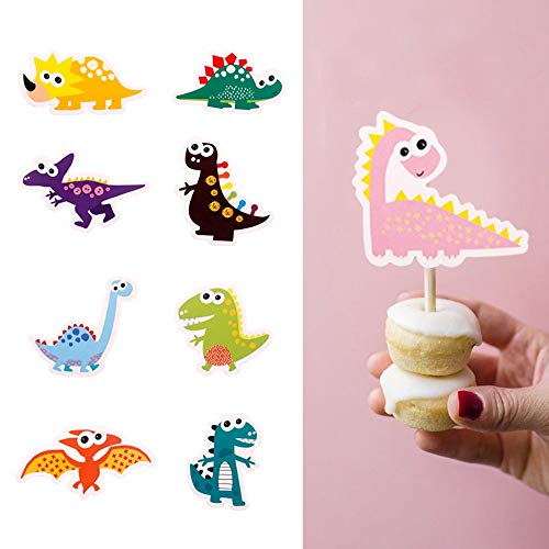 Mary Paxton Birthday Cake Topper,27Pack Dinosaur Cupcake Topper Decorations Birthday Party Supply Baby Shower Scene Ornament Themed Party Anniversary Kid Girl Boy Gift DIY