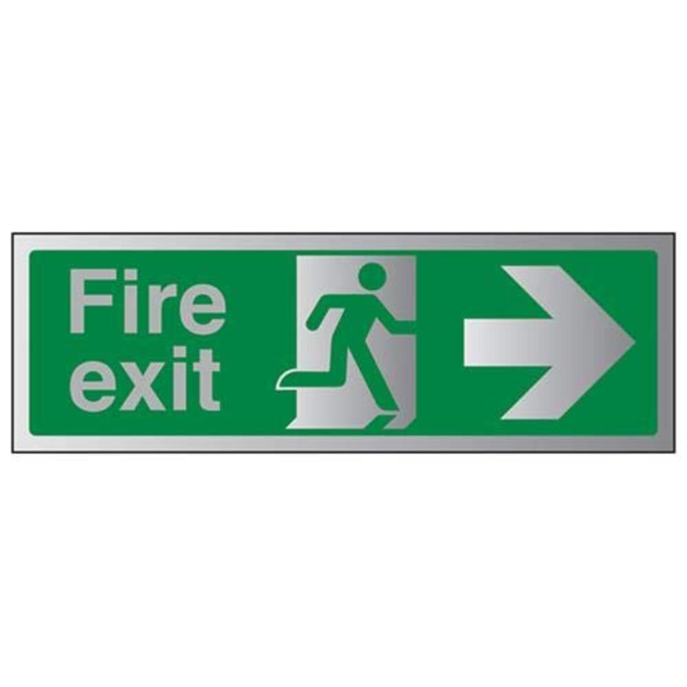 V Safety Fire Exit-Fire Exit Arrow Right Sign - 450mm x 150mm - 1.6mm Alu Rigid Plastic
