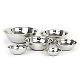 Dozenegg Set of 6 Standard Weight Mixing Bowls, Stainless Steel, Mirror Finish, 0.75, 1.5, 3, 4, 5, and 8 Qt. (Mixing Bowl Set Of 6)
